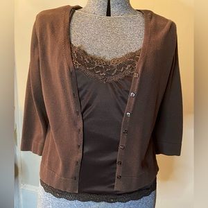 Ladies Cami and matching Cardigan - Both Size M - Brown - Worthington